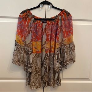 Hale Bob Snake Skin Off Shoulder Top